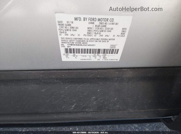 1FM5K8B88JGC45201 2018 FORD EXPLORER Silver Vista del compartimento del motor