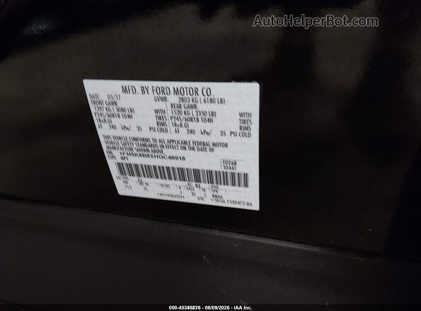 1FM5K8B8XHGC48918 2017 FORD EXPLORER Black ძრავის განყოფილების ხედი