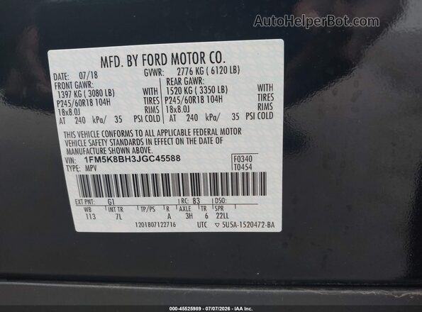 1FM5K8BH3JGC45588 2018 FORD EXPLORER Cream ძრავის განყოფილების ხედი