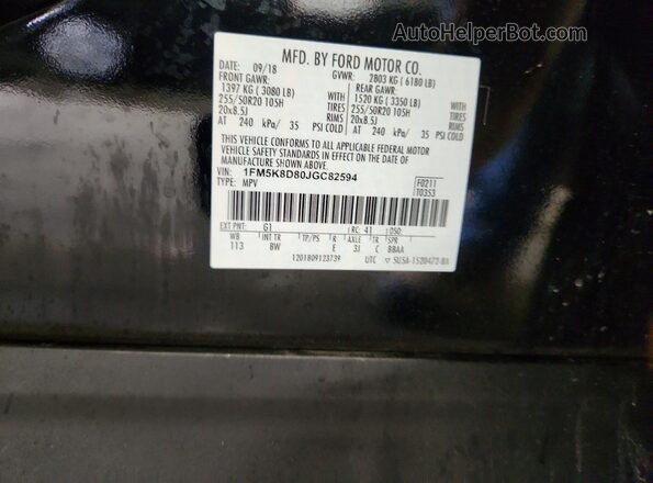 1FM5K8D80JGC82594 2018 FORD EXPLORER Black Շարժիչի բաժամունքի տեսք