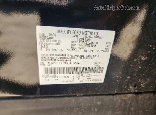 1FM5K8D82HGA85534 2017 FORD EXPLORER Black VIN կոդի պիտակի տեսք