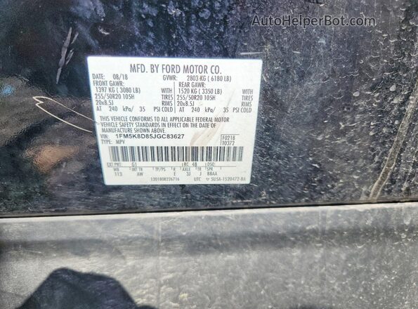 1FM5K8D85JGC83627 2018 FORD EXPLORER Black Engine compartment view