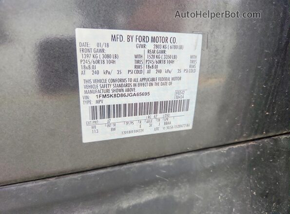 1FM5K8D86JGA65695 2018 FORD EXPLORER Charcoal VIN sticker view