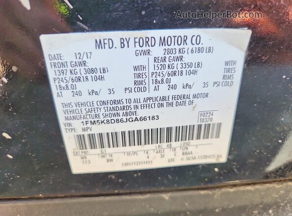 1FM5K8D86JGA66183 2018 FORD EXPLORER Black Engine compartment view