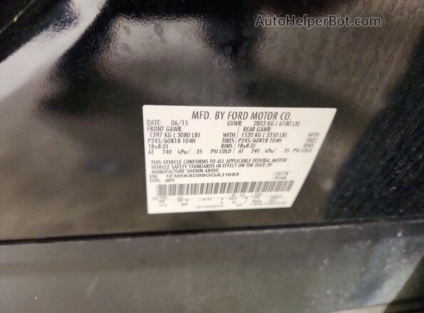 1FM5K8D88GGA31685 2016 FORD EXPLORER Black Widok naklejki z numerem VIN