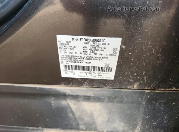 1FM5K8D8XJGC71327 2018 FORD EXPLORER Charcoal VIN կոդի պիտակի տեսք