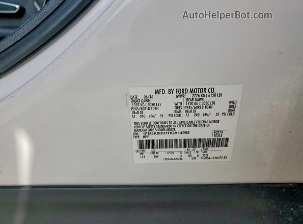 1FM5K8DH1HGA14955 2017 FORD EXPLORER White Շարժիչի բաժամունքի տեսք