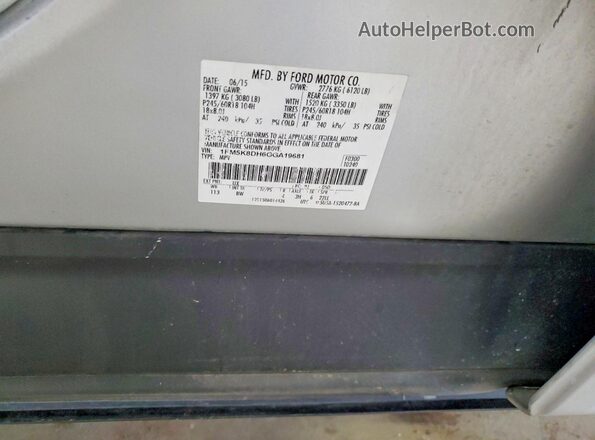 1FM5K8DH6GGA19681 2016 FORD EXPLORER Silver 360 interior view