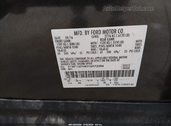 1FM5K8DH6HGA72284 2017 FORD EXPLORER Gray Widok komory silnika