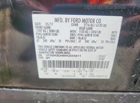1FM5K8DH8HGD05811 2017 FORD EXPLORER Черный Вид наклейки с VIN-кодом