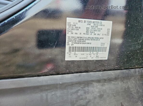 1FM5K8F81GGA10612 2016 FORD EXPLORER Black Вид наклейки з VIN-кодом