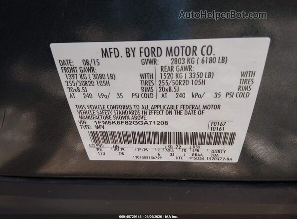 1FM5K8F82GGA71208 2016 FORD EXPLORER Green Engine compartment view