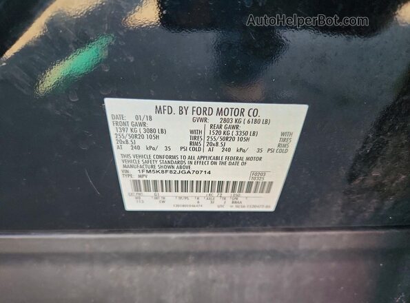1FM5K8F82JGA70714 2018 FORD EXPLORER Black Vista interior de 360 grados