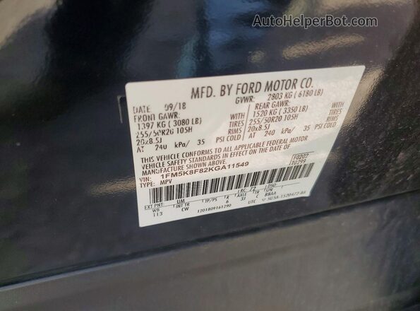 1FM5K8F82KGA11549 2019 FORD EXPLORER Black Вид підкапотного простору
