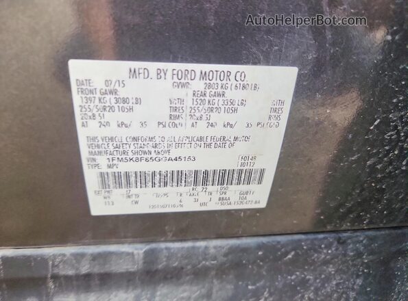 1FM5K8F85GGA45153 2016 FORD EXPLORER Black Շարժիչի բաժամունքի տեսք