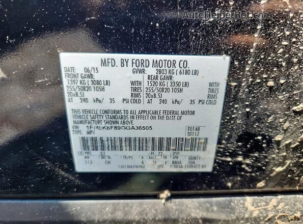 1FM5K8F89GGA36505 2016 FORD EXPLORER Black ძრავის განყოფილების ხედი