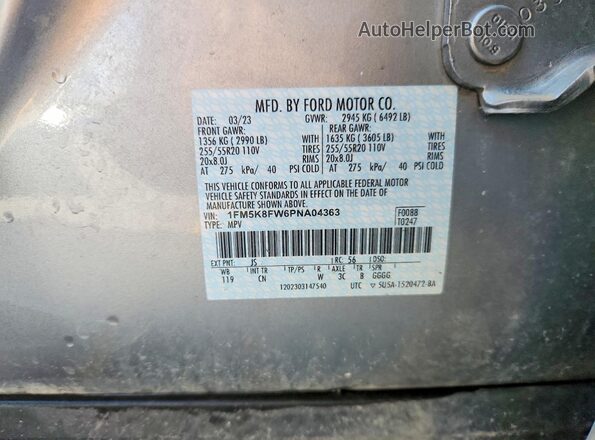 1FM5K8FW6PNA04363 2023 FORD EXPLORER Silver Սալոնի 360 աստիճան տեսք