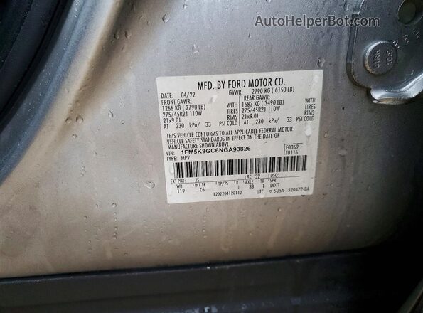 1FM5K8GC6NGA93826 2022 FORD EXPLORER Gray Engine compartment view