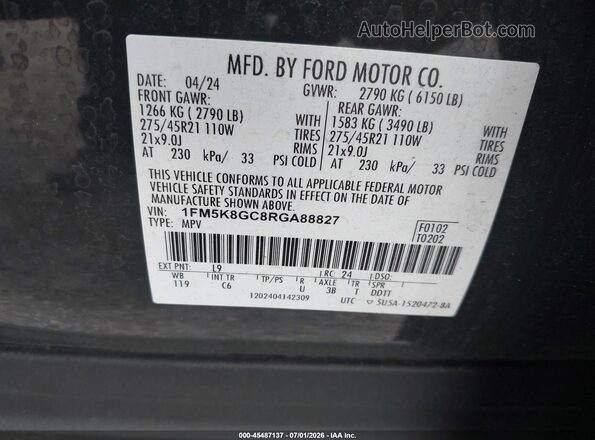 1FM5K8GC8RGA88827 2024 FORD EXPLORER Green Engine compartment view