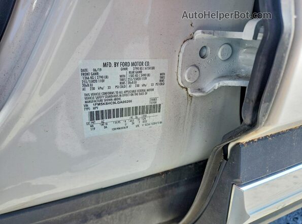 1FM5K8HC9LGA09266 2020 FORD EXPLORER White VIN კოდის სტიკერის ხედი