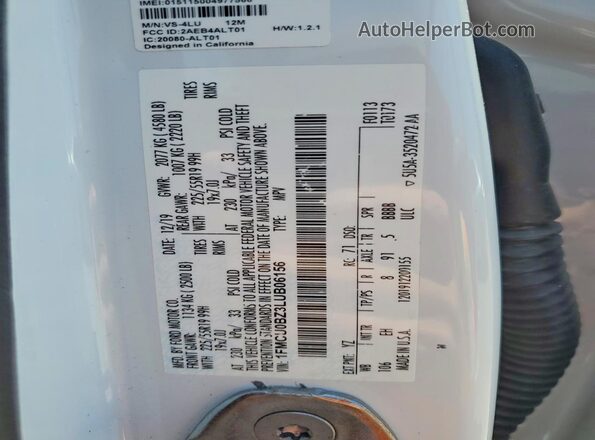1FMCU0BZ3LUB06156 2020 FORD ESCAPE White Սալոնի 360 աստիճան տեսք