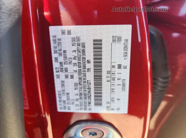 1FMCU0BZ3NUB11277 2022 FORD ESCAPE Red VIN կոդի պիտակի տեսք