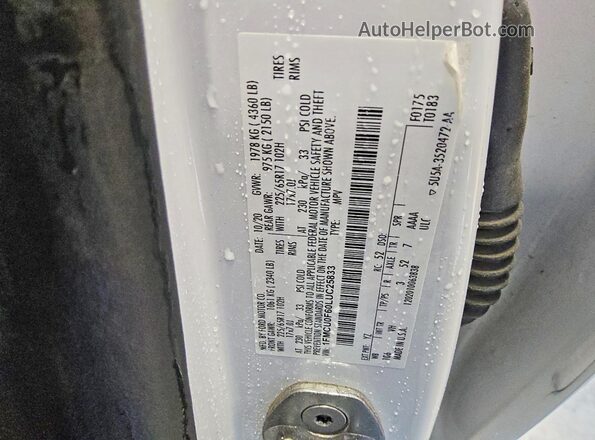 1FMCU0F60LUC25833 2020 FORD ESCAPE White Вид наклейки з VIN-кодом