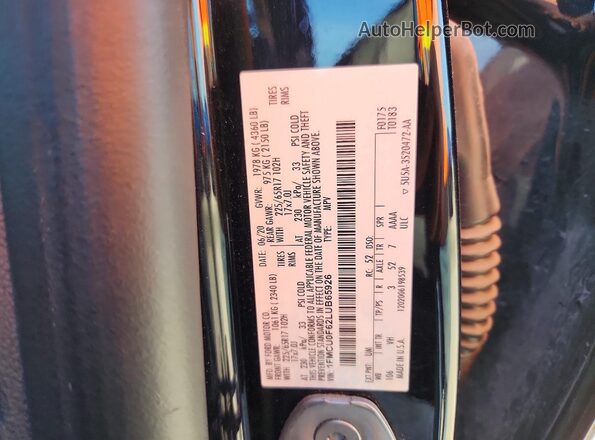 1FMCU0F62LUB65926 2020 FORD ESCAPE Black Панорамний вид салону 360°
