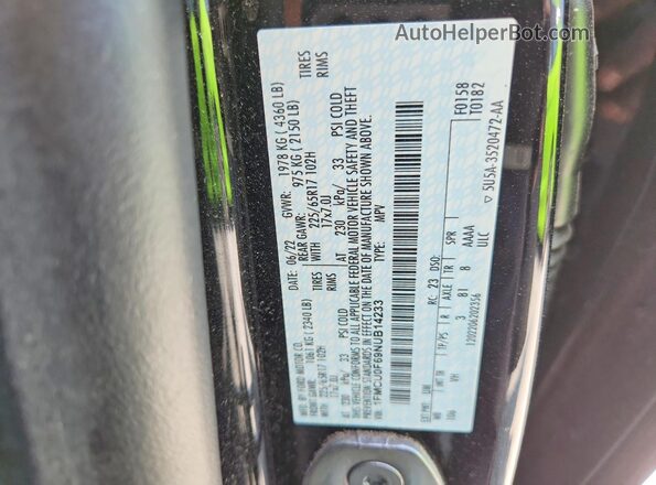 1FMCU0F69NUB14233 2022 FORD ESCAPE Black Vista de la etiqueta del VIN