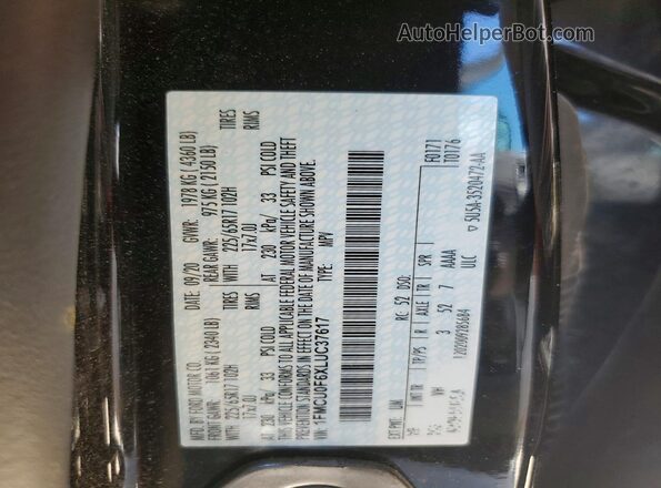 1FMCU0F6XLUC37617 2020 FORD ESCAPE Черный Вид подкапотного пространства