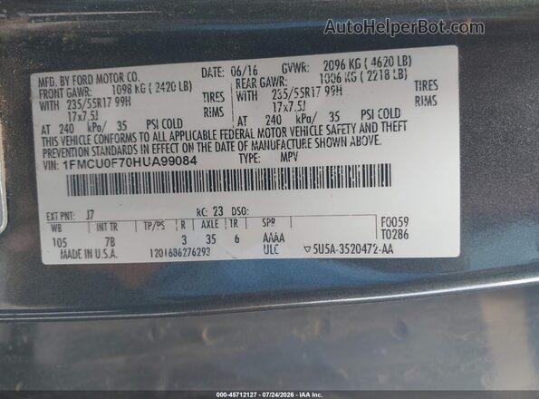 1FMCU0F70HUA99084 2017 FORD ESCAPE Gray Widok komory silnika