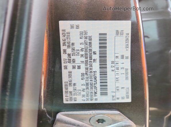 1FMCU0F70JUA97115 2018 FORD ESCAPE Black Սալոնի 360 աստիճան տեսք