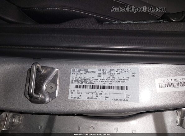 1FMCU0F70JUD08443 2018 FORD ESCAPE Gray Engine compartment view