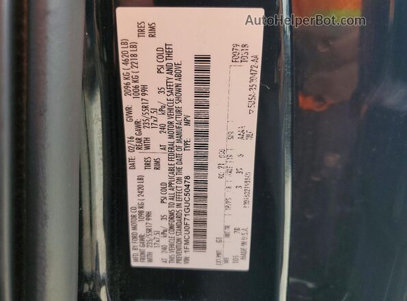1FMCU0F71GUC50478 2016 FORD ESCAPE Black VIN sticker view