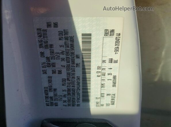 1FMCU0F72HUA61341 2017 FORD ESCAPE White VIN sticker view