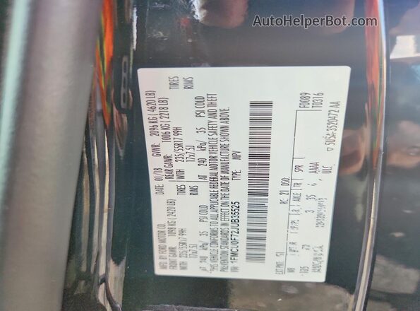 1FMCU0F72JUB35525 2018 FORD ESCAPE Black Vista de la etiqueta del VIN