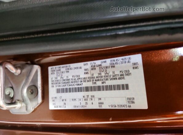 1FMCU0F73HUC19847 2017 FORD ESCAPE Orange VIN sticker view