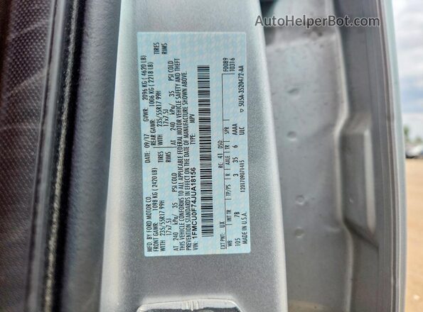1FMCU0F74JUA18156 2018 FORD ESCAPE Silver Շարժիչի բաժամունքի տեսք