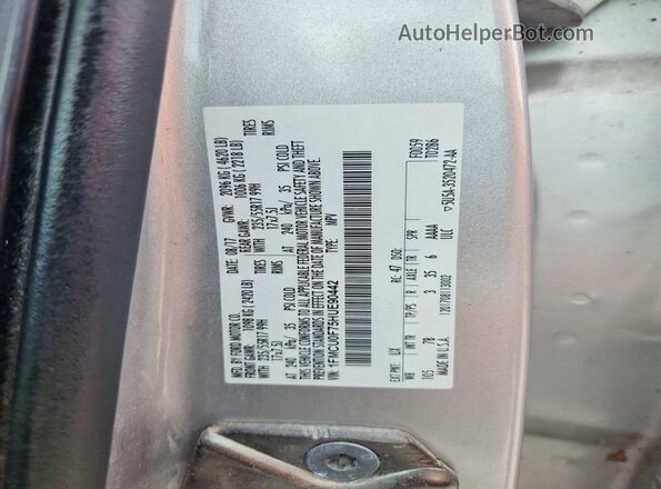 1FMCU0F75HUE90442 2017 FORD ESCAPE Silver VIN კოდის სტიკერის ხედი