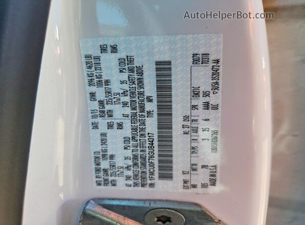1FMCU0F76GUB44317 2016 FORD ESCAPE White Widok naklejki z numerem VIN