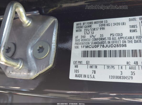 1FMCU0F78JUD28598 2018 FORD ESCAPE Черный Вид подкапотного пространства