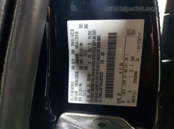 1FMCU0F7XKUB50937 2019 FORD ESCAPE Black VIN կոդի պիտակի տեսք