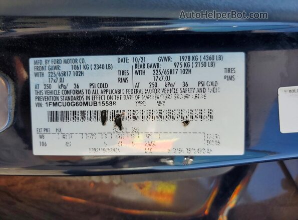 1FMCU0G60MUB15588 2021 FORD ESCAPE Black VIN կոդի պիտակի տեսք