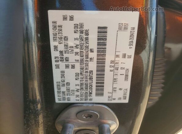 1FMCU0G61LUB97250 2020 FORD ESCAPE Серый Панорамный вид салона 360°