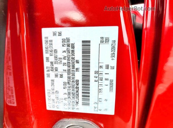 1FMCU0G63NUB14050 2022 FORD ESCAPE Red Вид наклейки з VIN-кодом