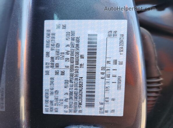 1FMCU0G63NUB83174 2022 FORD ESCAPE Gray სალონის 360-გრადუსიანი ხედი