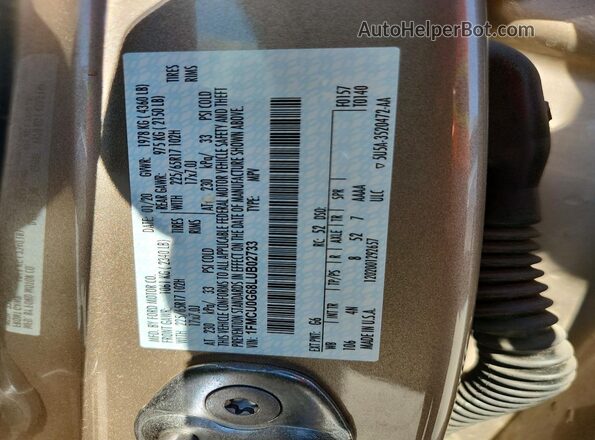 1FMCU0G68LUB02733 2020 FORD ESCAPE Tan VIN კოდის სტიკერის ხედი