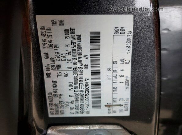 1FMCU0G75GUC90772 2016 FORD ESCAPE Gray VIN sticker view