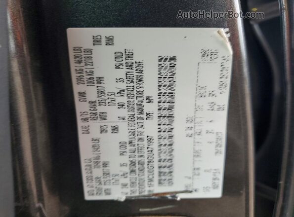 1FMCU0G78GUA71997 2016 FORD ESCAPE Gray Widok naklejki z numerem VIN