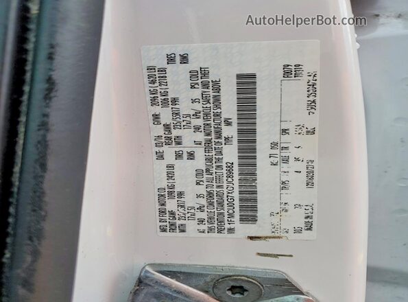 1FMCU0G7XGUC89682 2016 FORD ESCAPE White Vista de la etiqueta del VIN